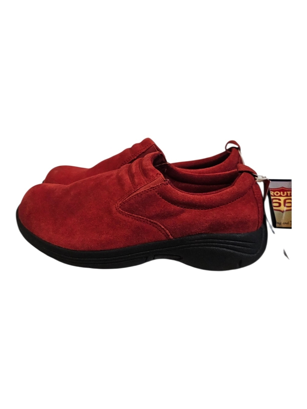 Route 66 Size 7.5 Red Suede Leather Slip On Mules Clogs